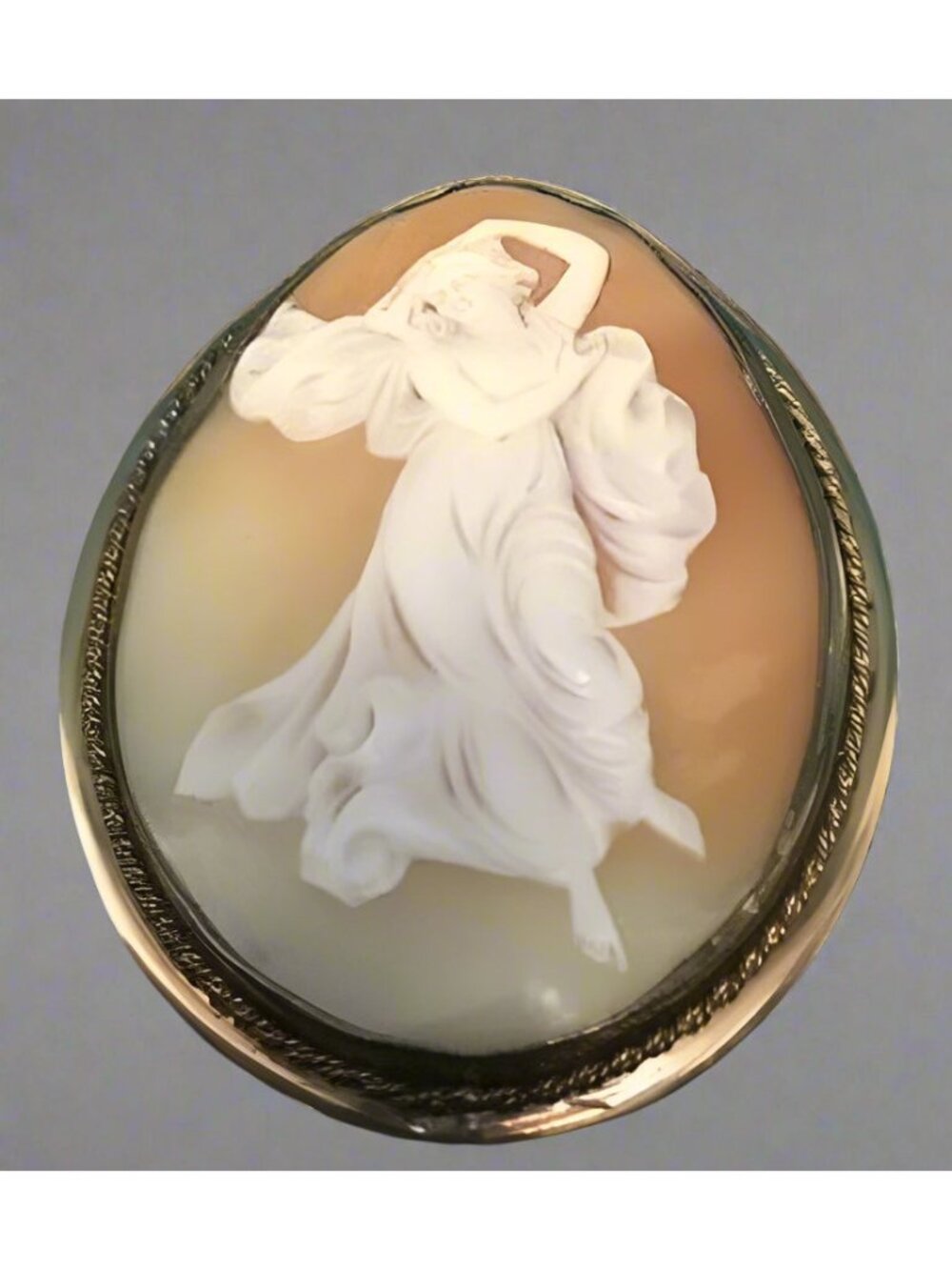 Antique Full Figure Carved Shell Cameo Brooch/Pendant W/ Goddess Circa 1890-1900